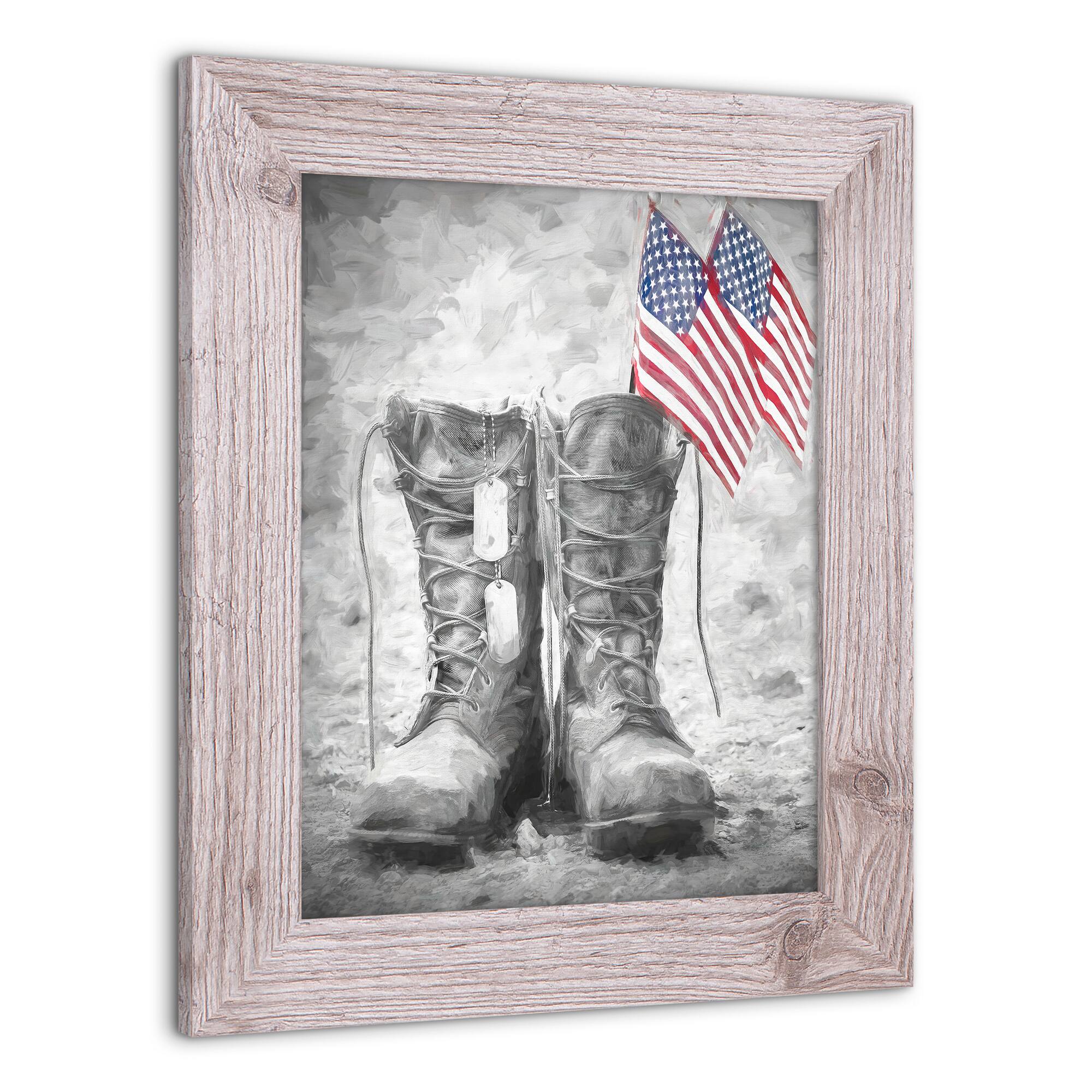Military Boots Western White Framed Print